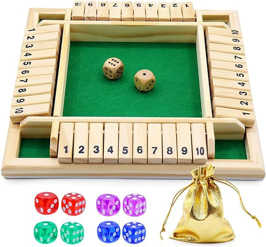 Classic 4-Shut Box Dice Wooden Board Game