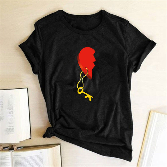 Loose Printed Couple T-shirt